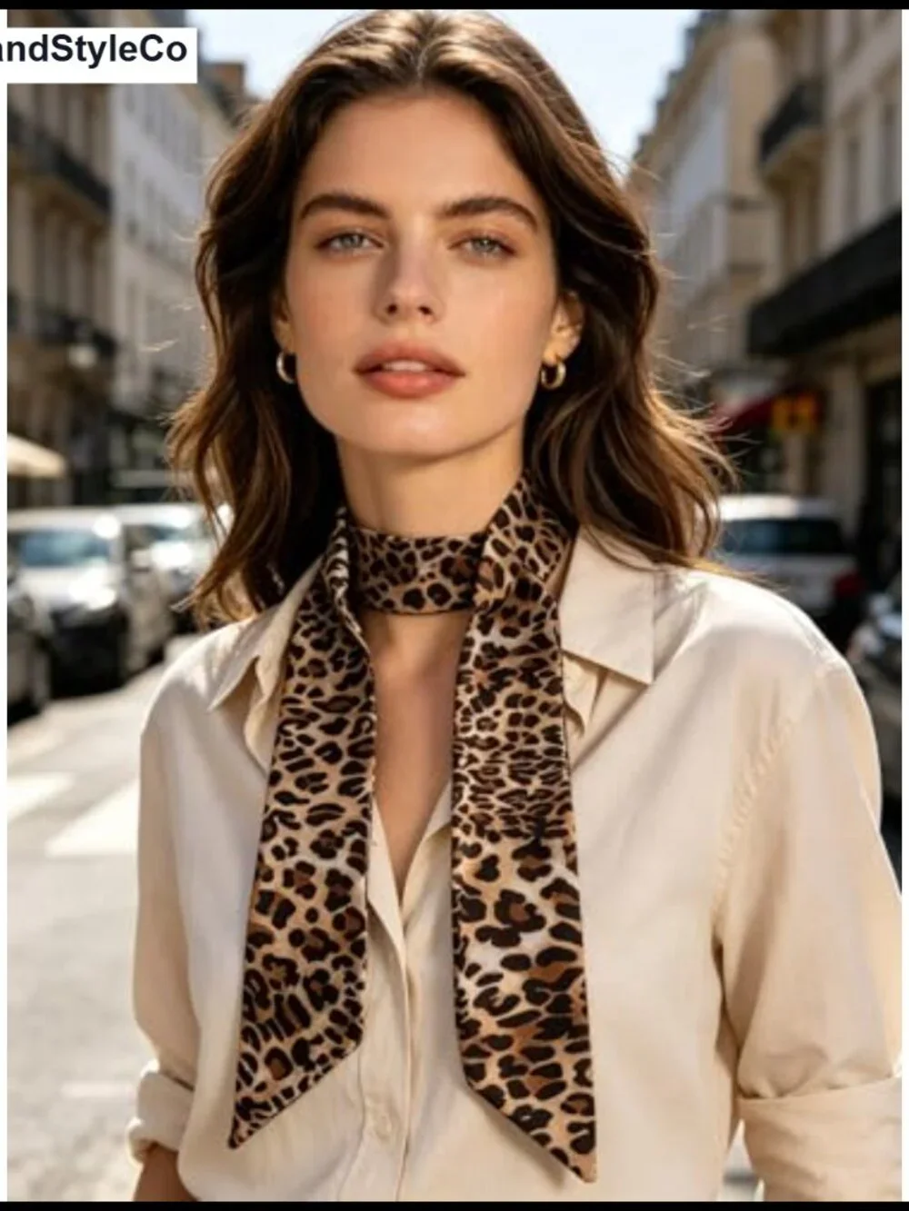 Women's Polyester Skinny Scarf Leopard Print Neck Scarf Hair Ribbon